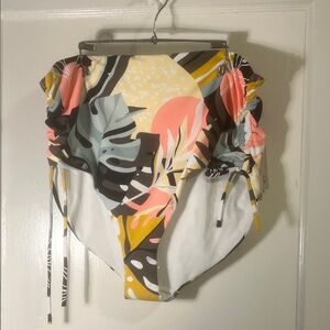 Calia High-Waist Tropical Print Women’s Bikini Bottoms - Pink, Yellow & Green